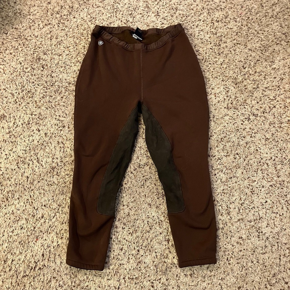 Ariat Youth Equestrian Riding‎ Breeches XXL Brown Fleece Elastic Waist Pants